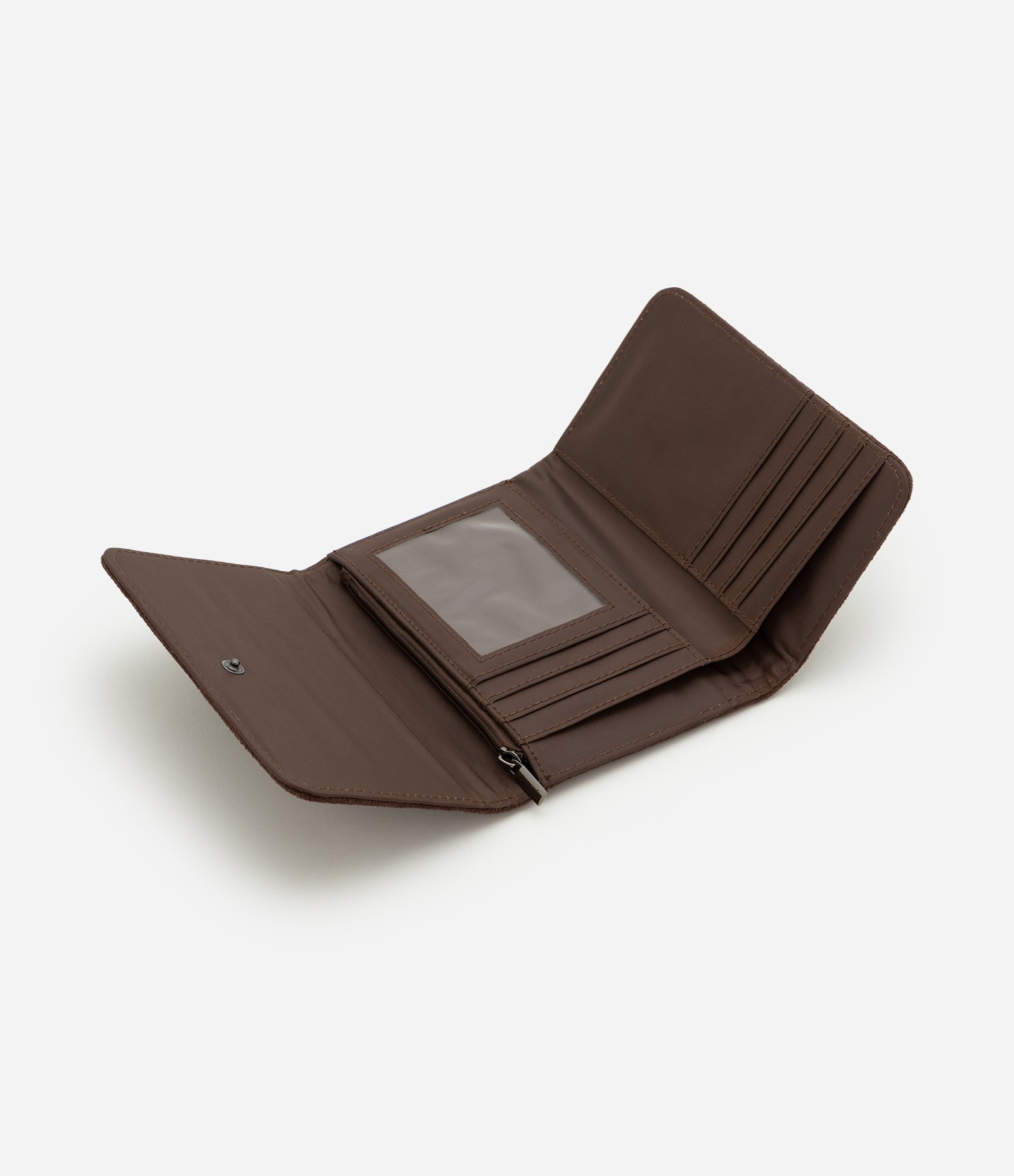 Carteira Envelope Média em PU com Textura Croco Marrom 5