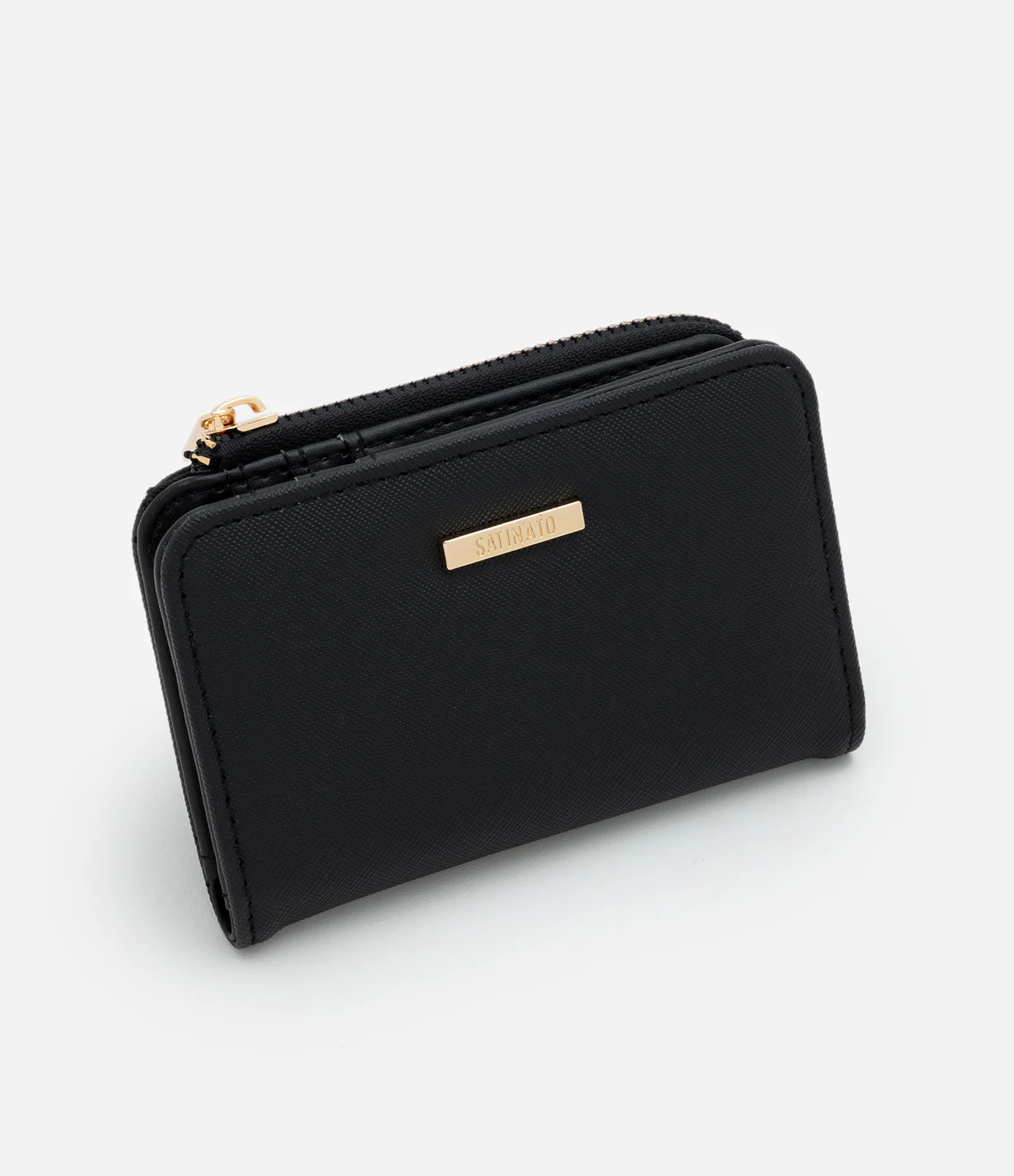 Carteira Média em PU com Bolsinho Para Cartão Preto 1