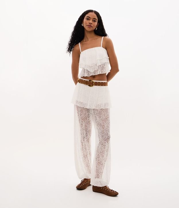 Calça Aladim em Renda com Saia Sobreposta