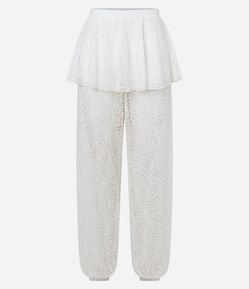 Calça Aladim em Renda com Saia Sobreposta