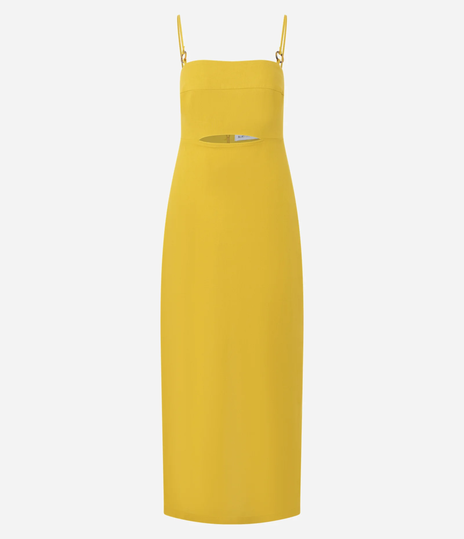 Vestido Long Midi em Viscolinho com Fenda Amarelo 1