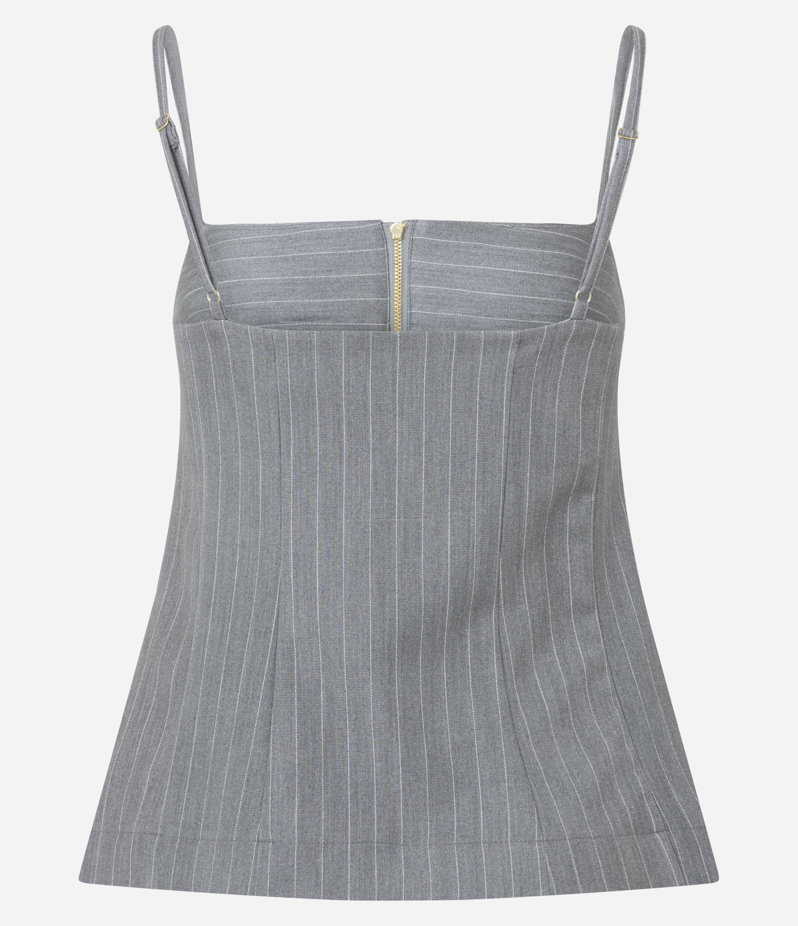 Blusa em Alfaiataria com Estampa Listrada e Zíper Frontal Cinza 6