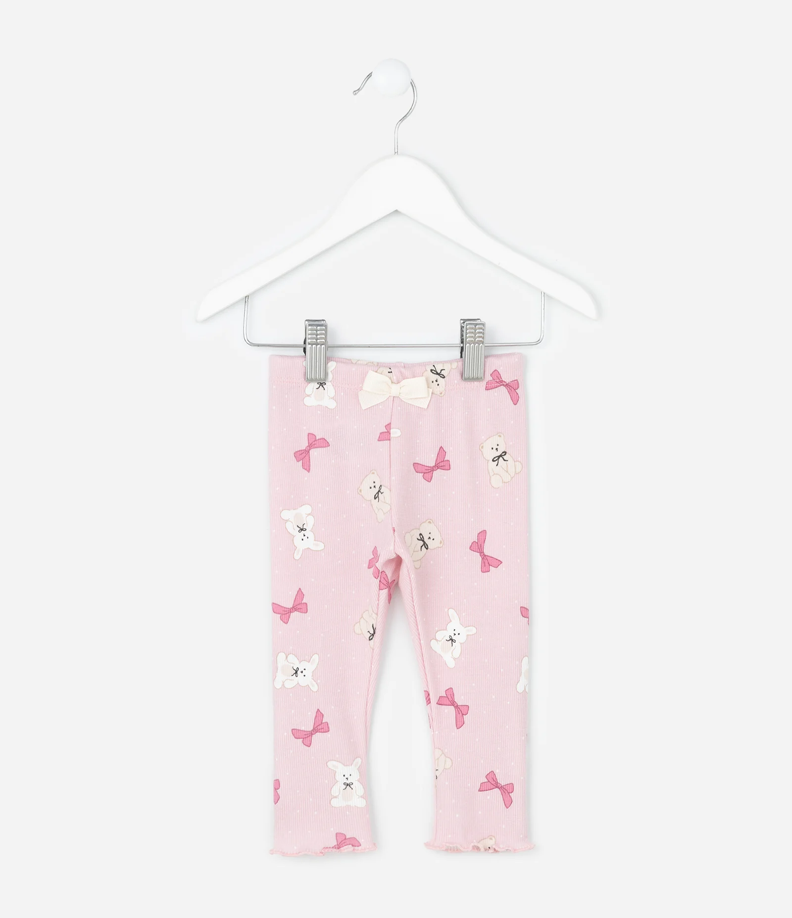 Legging Infantil com Laços e Bichinhos – Tam RN a 18 Meses Rosa Claro 1
