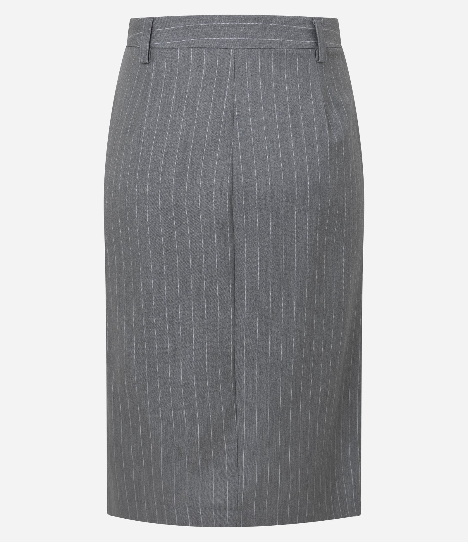 Saia Midi Risca de Giz com Fenda Frontal Cinza 6