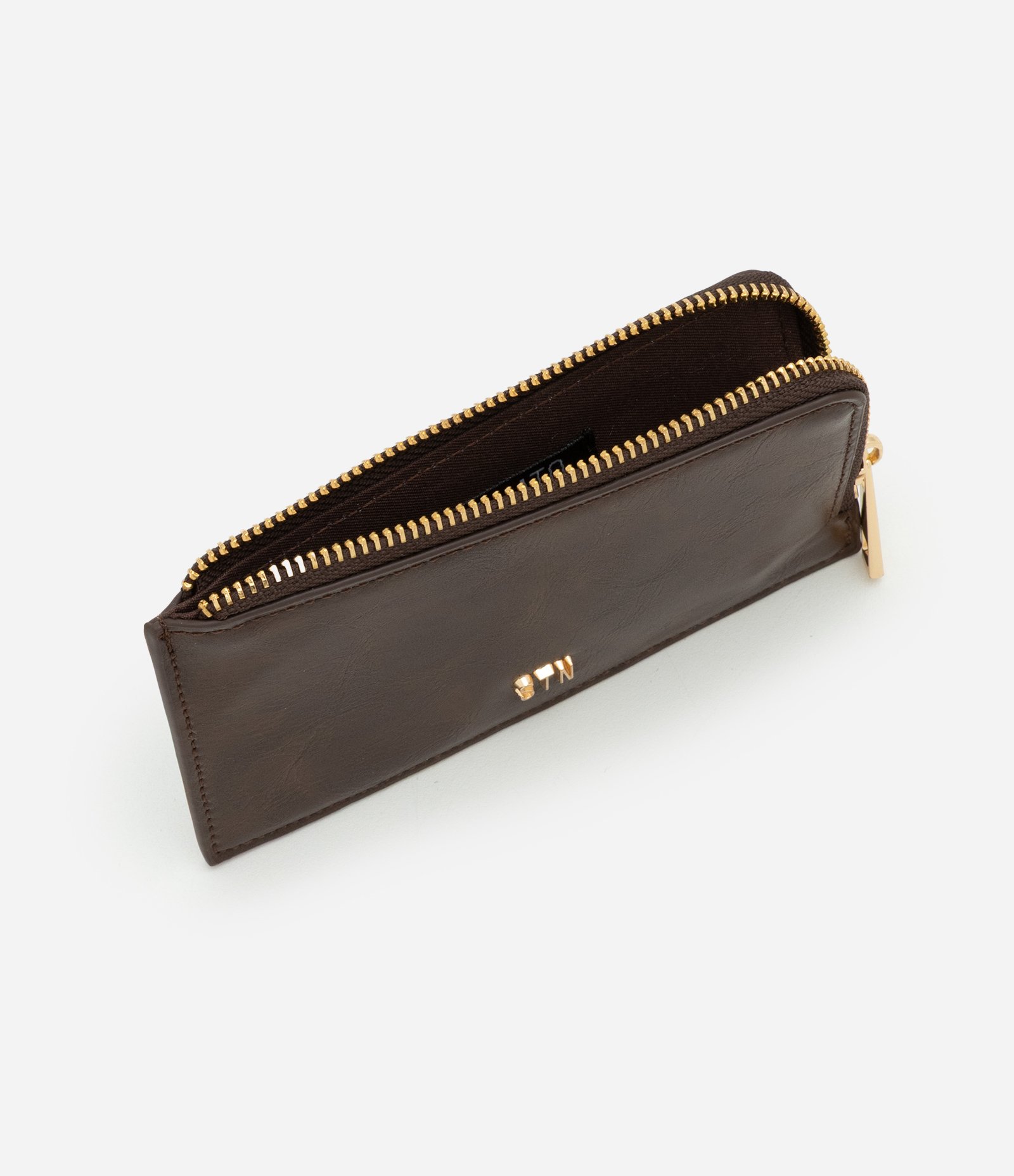 Carteira Pequena com Porta Cartão e Zíper Metalizado Marrom 4