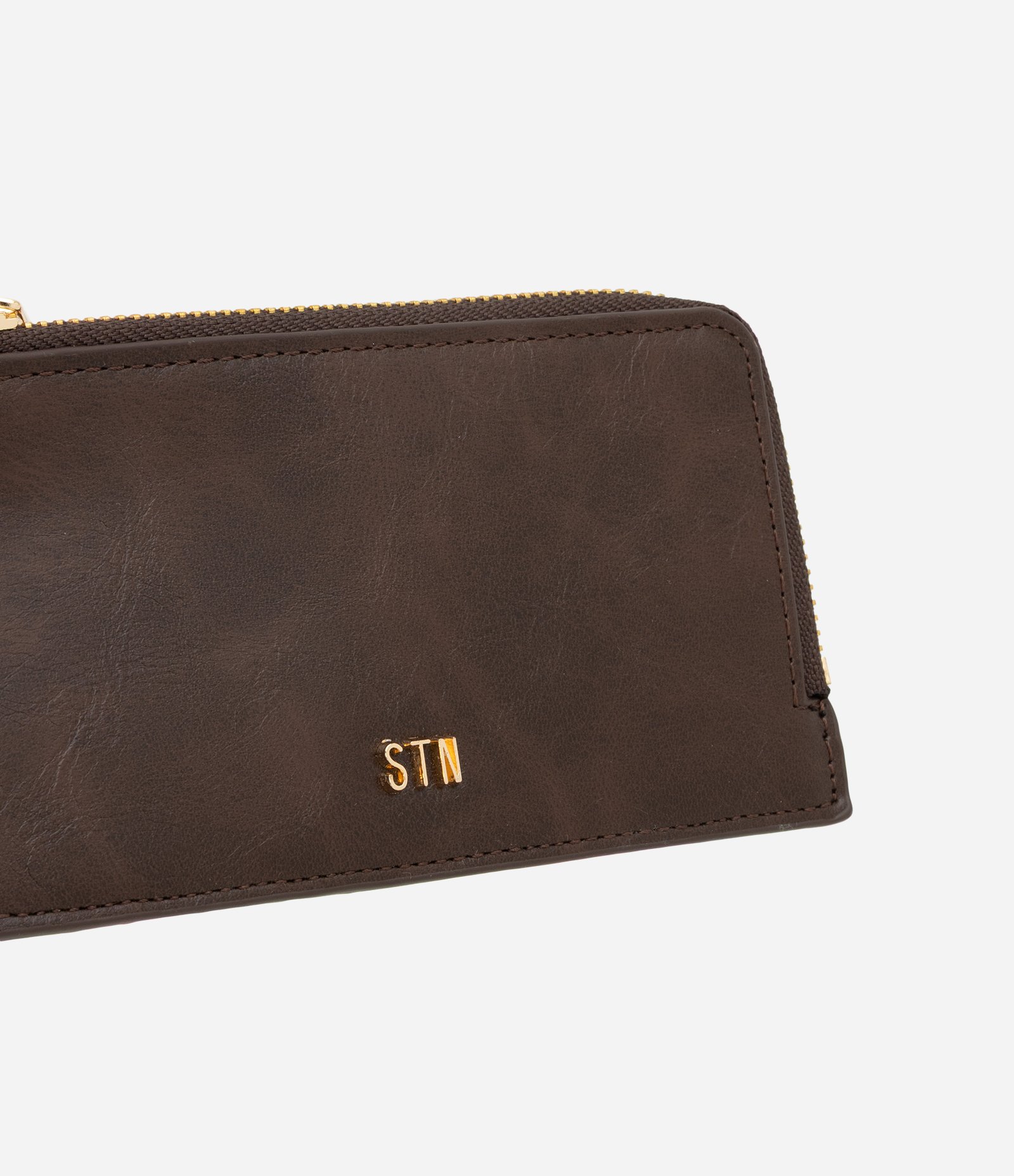 Carteira Pequena com Porta Cartão e Zíper Metalizado Marrom 5
