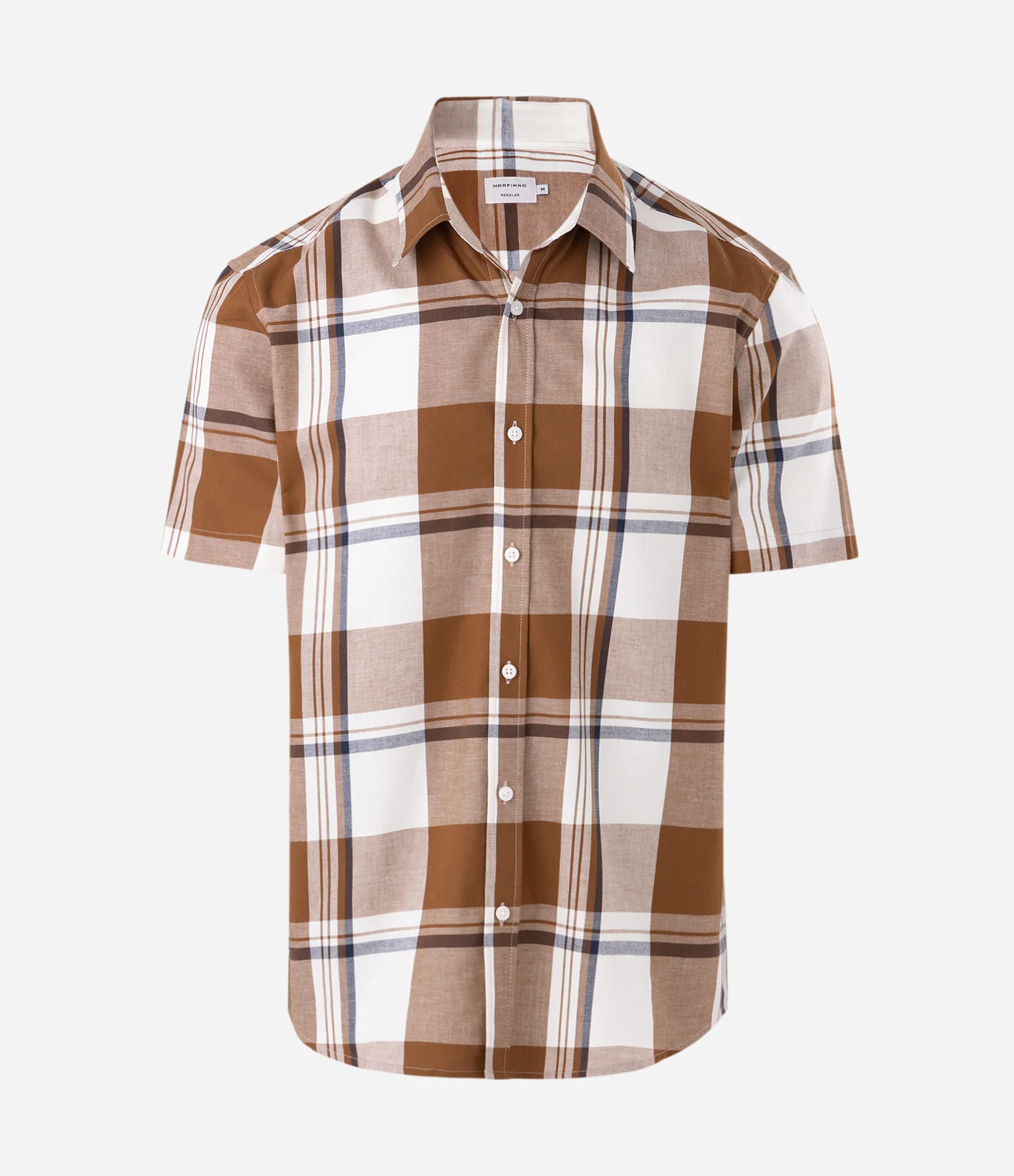 Camisa Manga Curta em Flanela Xadrez Marrom 1