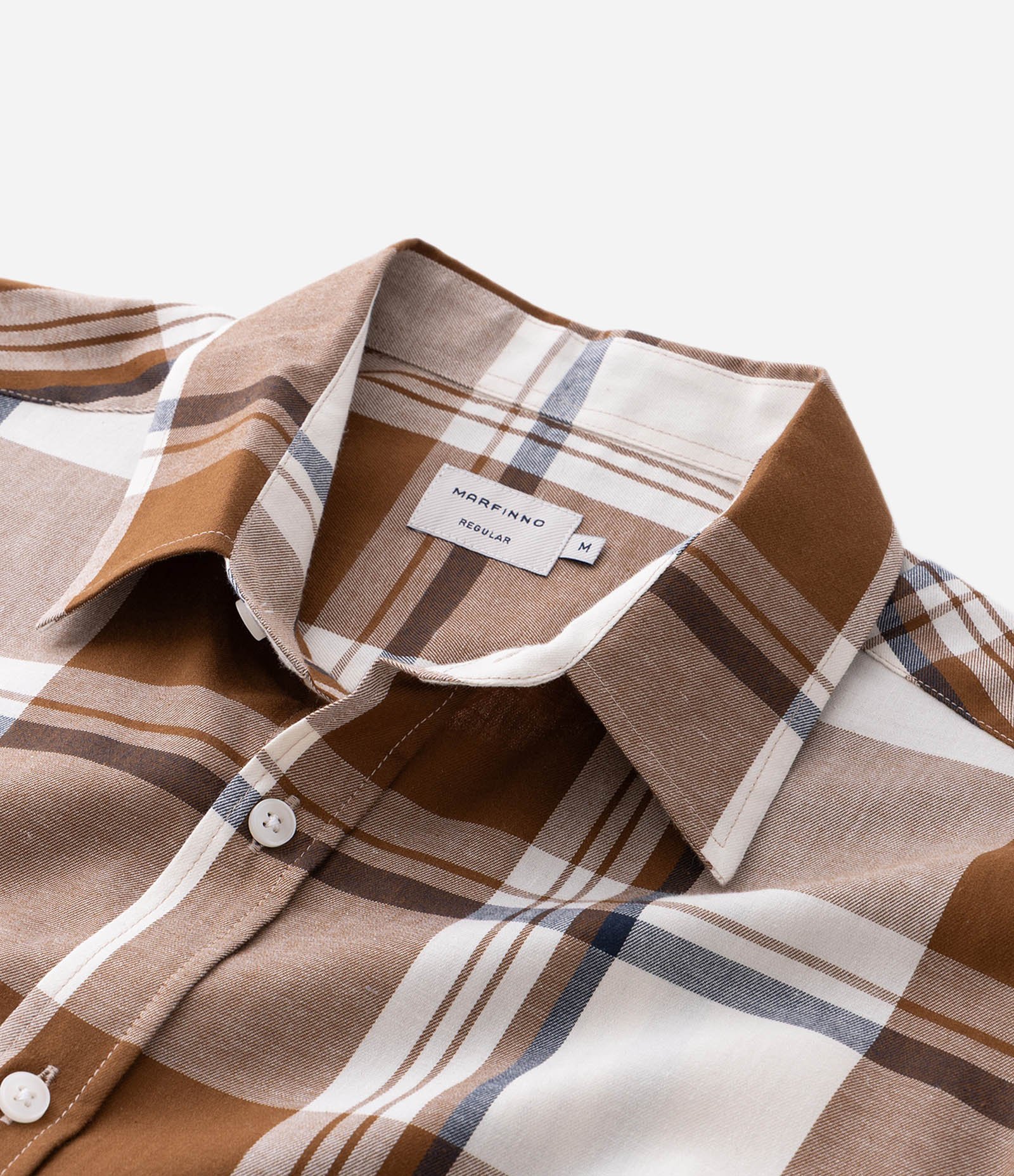 Camisa Manga Curta em Flanela Xadrez Marrom 4