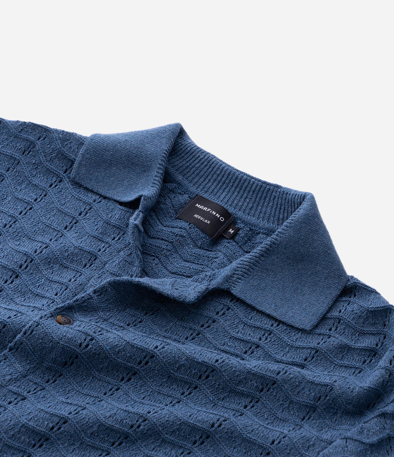 Camisa Manga Curta Texturizada Azul 9