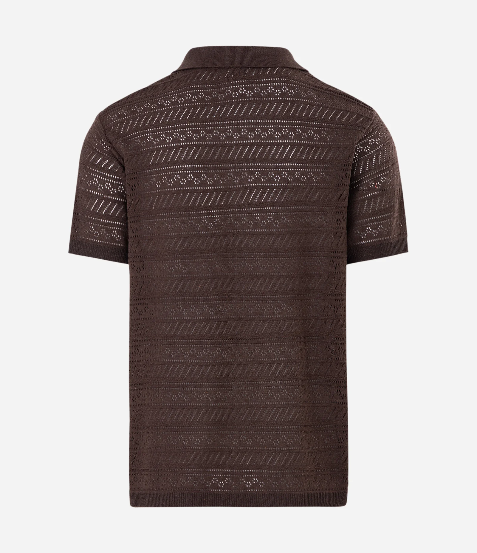 Camisa Manga Curta em Tricô Retilíneo Furadinho Marrom 2