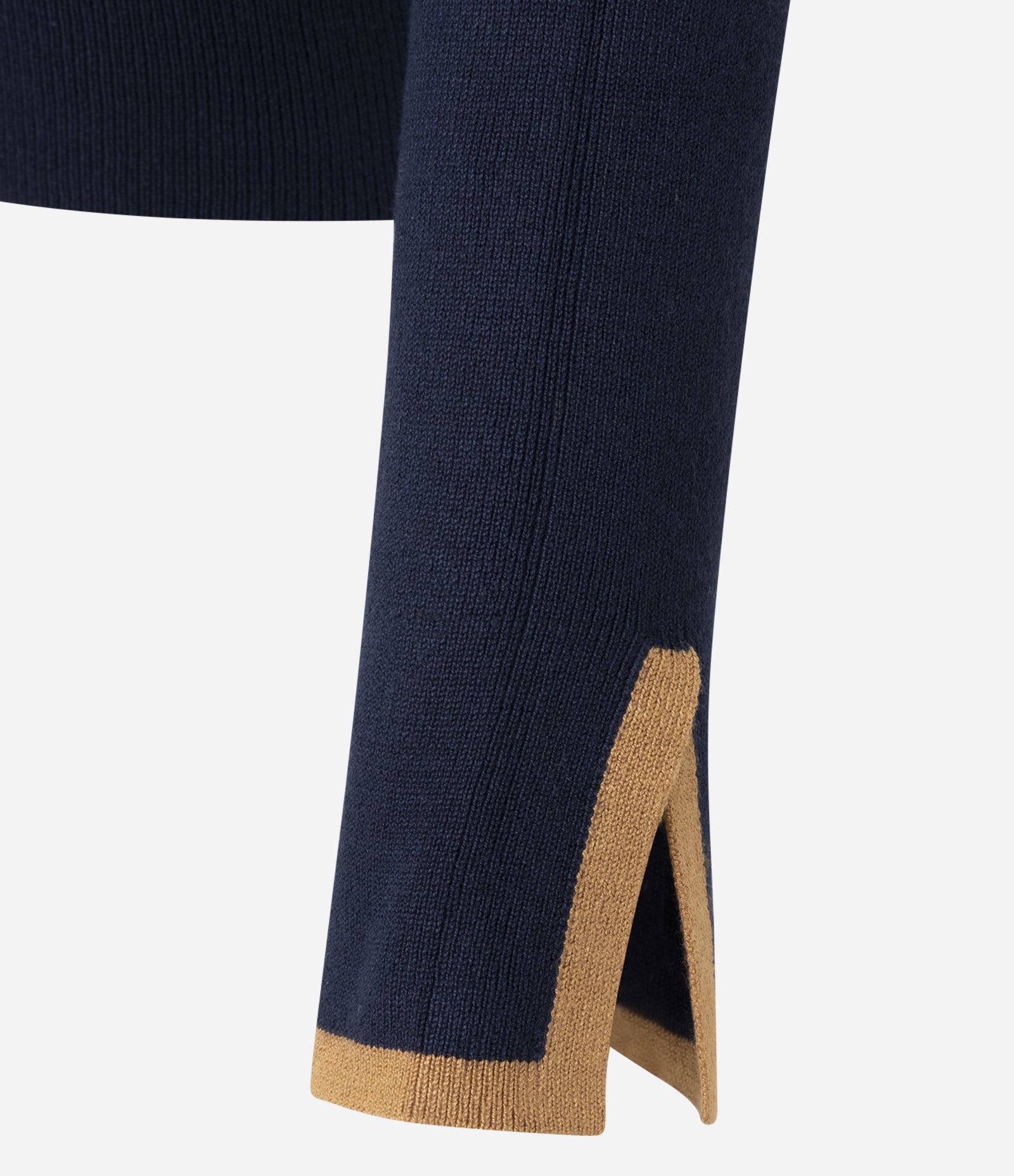 Suéter Regular em Tricô com Viés Contrastantes Azul Escuro 3