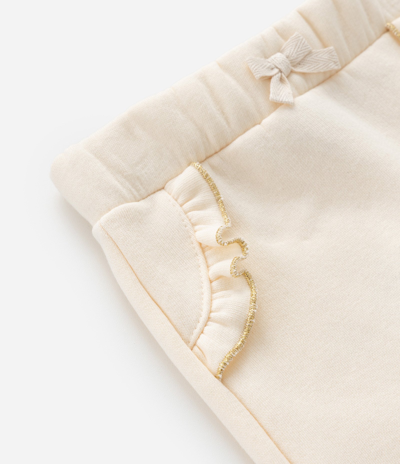 Calça Infantil em Moletom com Felpa e Babadinho – Tam RN a 18 Meses Off White 6