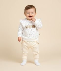 Calça Infantil em Moletom com Felpa e Babadinho – Tam RN a 18 Meses