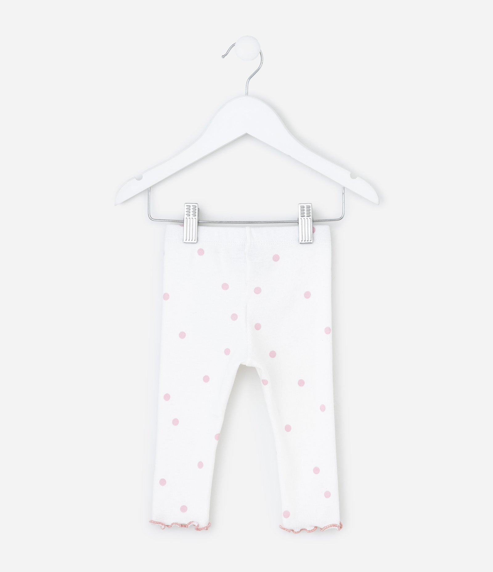 Calça Legging Infantil em Ribana com Estampa Poá e Lacinho – Tam RN a 18 Meses Branco 2