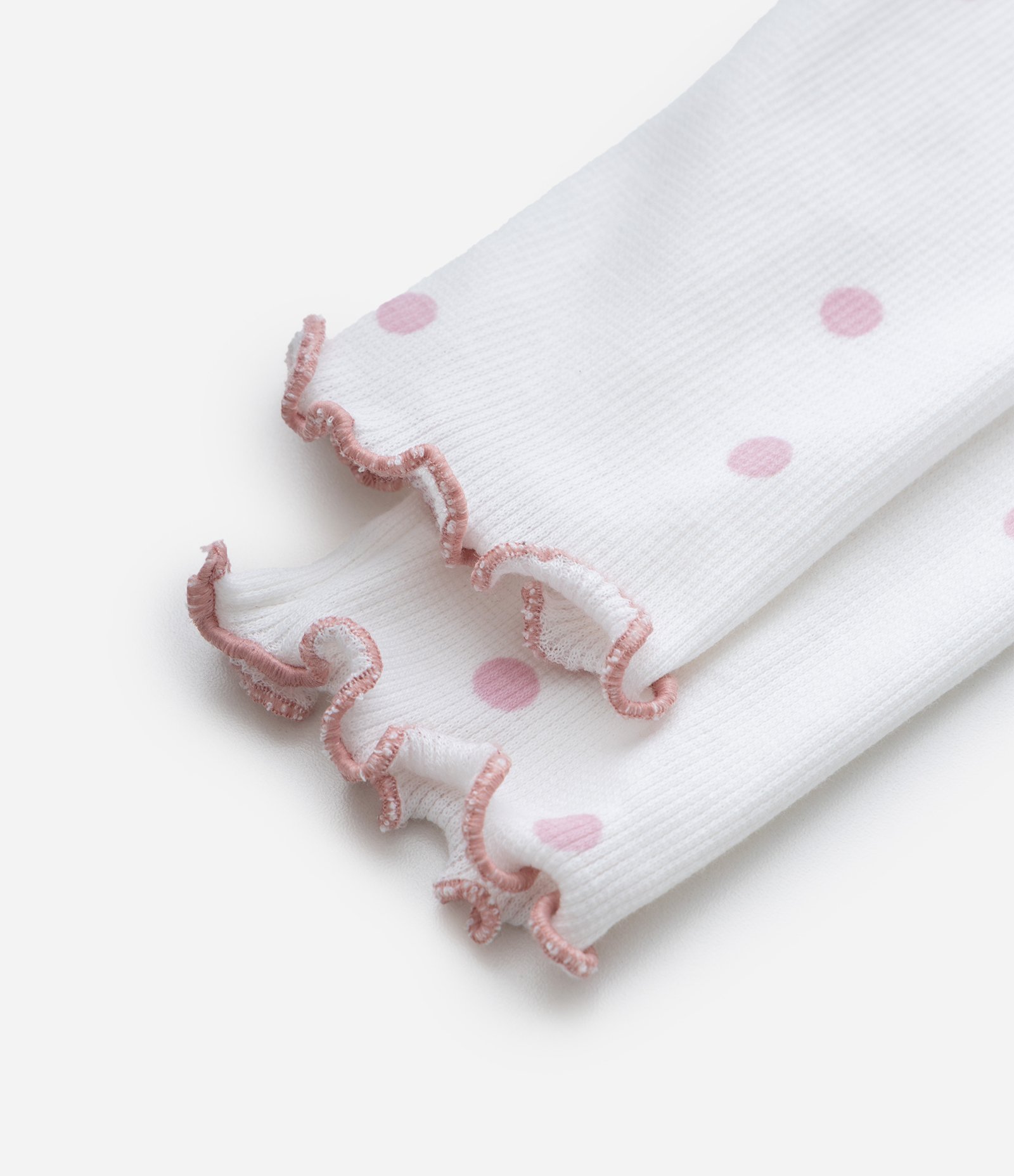 Calça Legging Infantil em Ribana com Estampa Poá e Lacinho – Tam RN a 18 Meses Branco 4