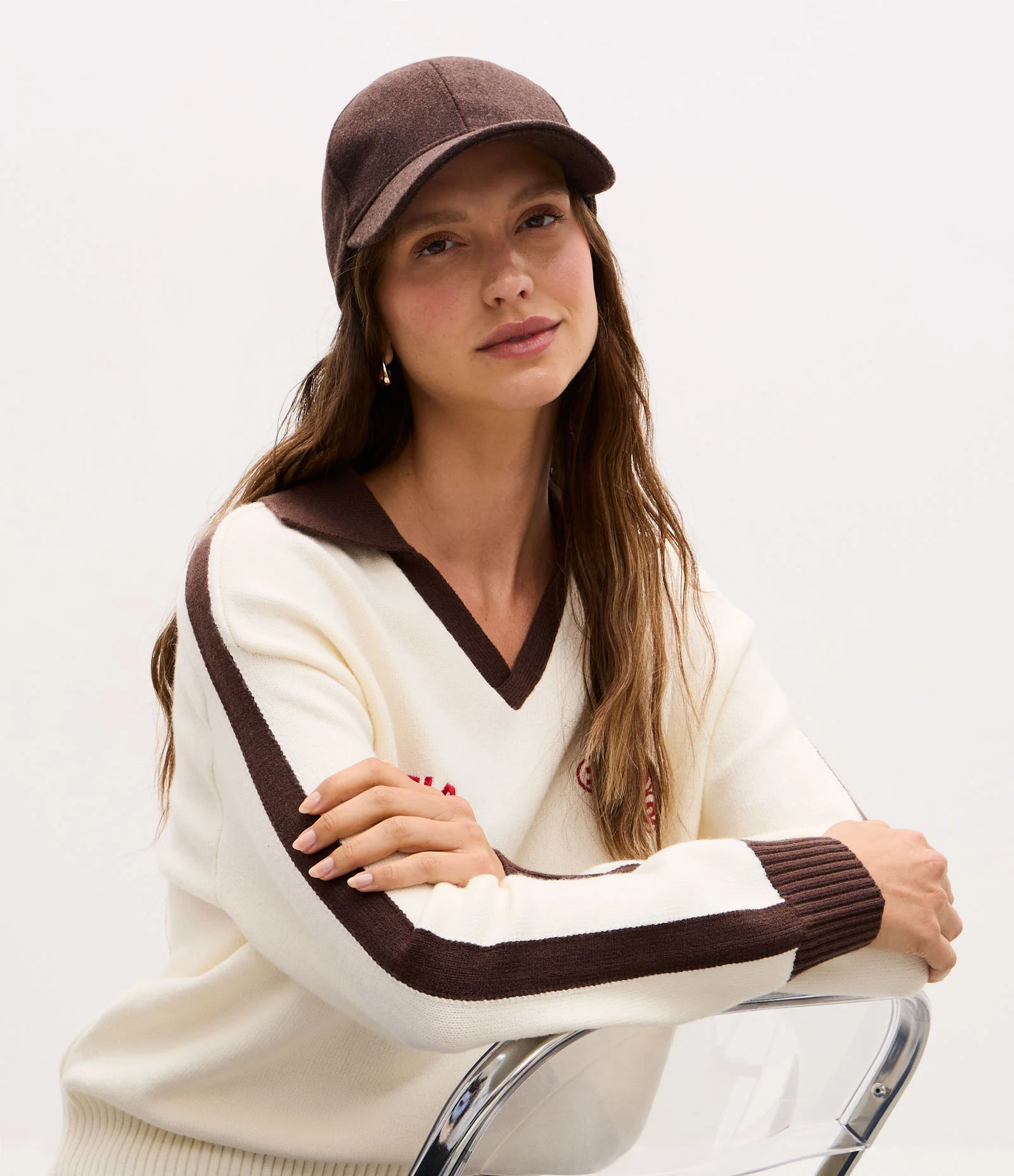 Boné Aba Curva em Feltro Mescla Marrom Escuro 1