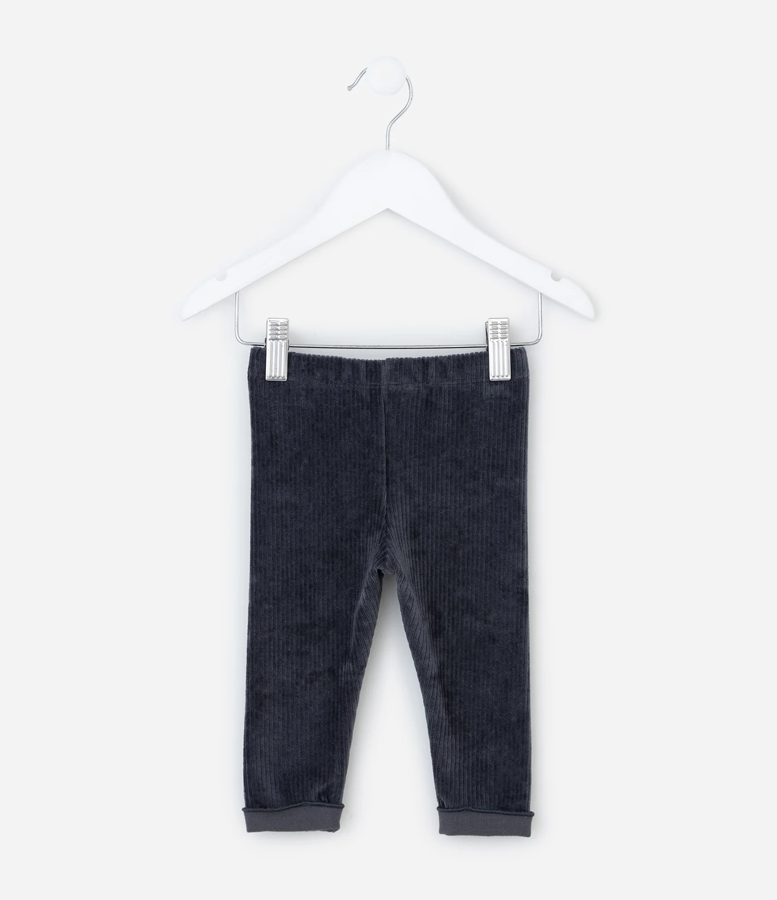 Calça Infantil em Veludo com Lacinho na Barra – Tam 0 a 18 Meses Cinza Escuro 2