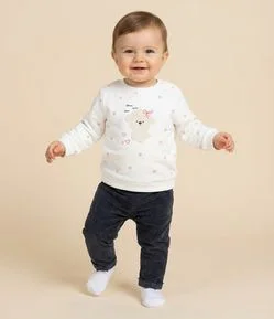 Calça Infantil em Veludo com Lacinho na Barra – Tam 0 a 18 Meses