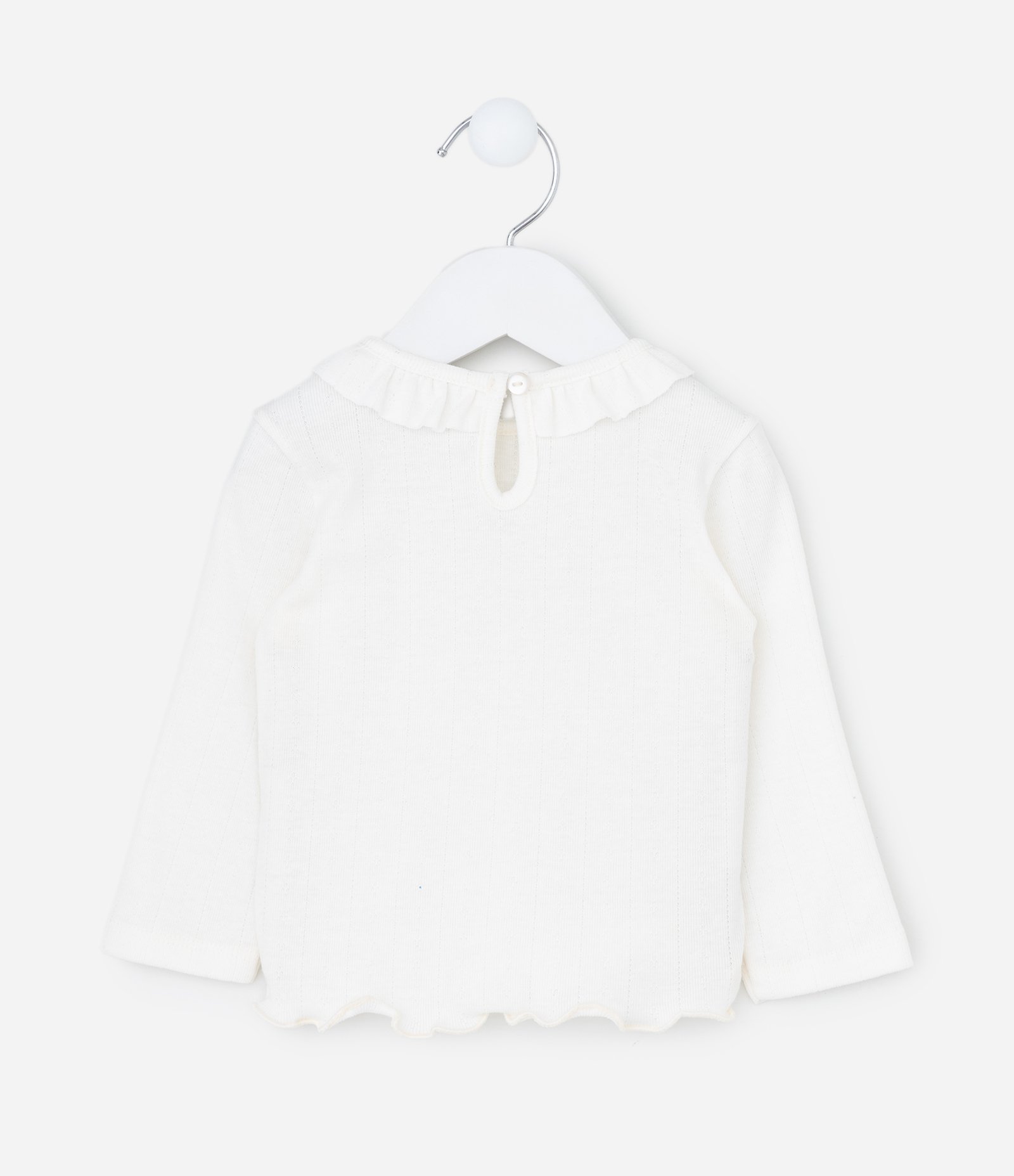 Camiseta Infantil em Pointelle com Estampa de Poodle – Tam 0 a 18 Meses Off White 3