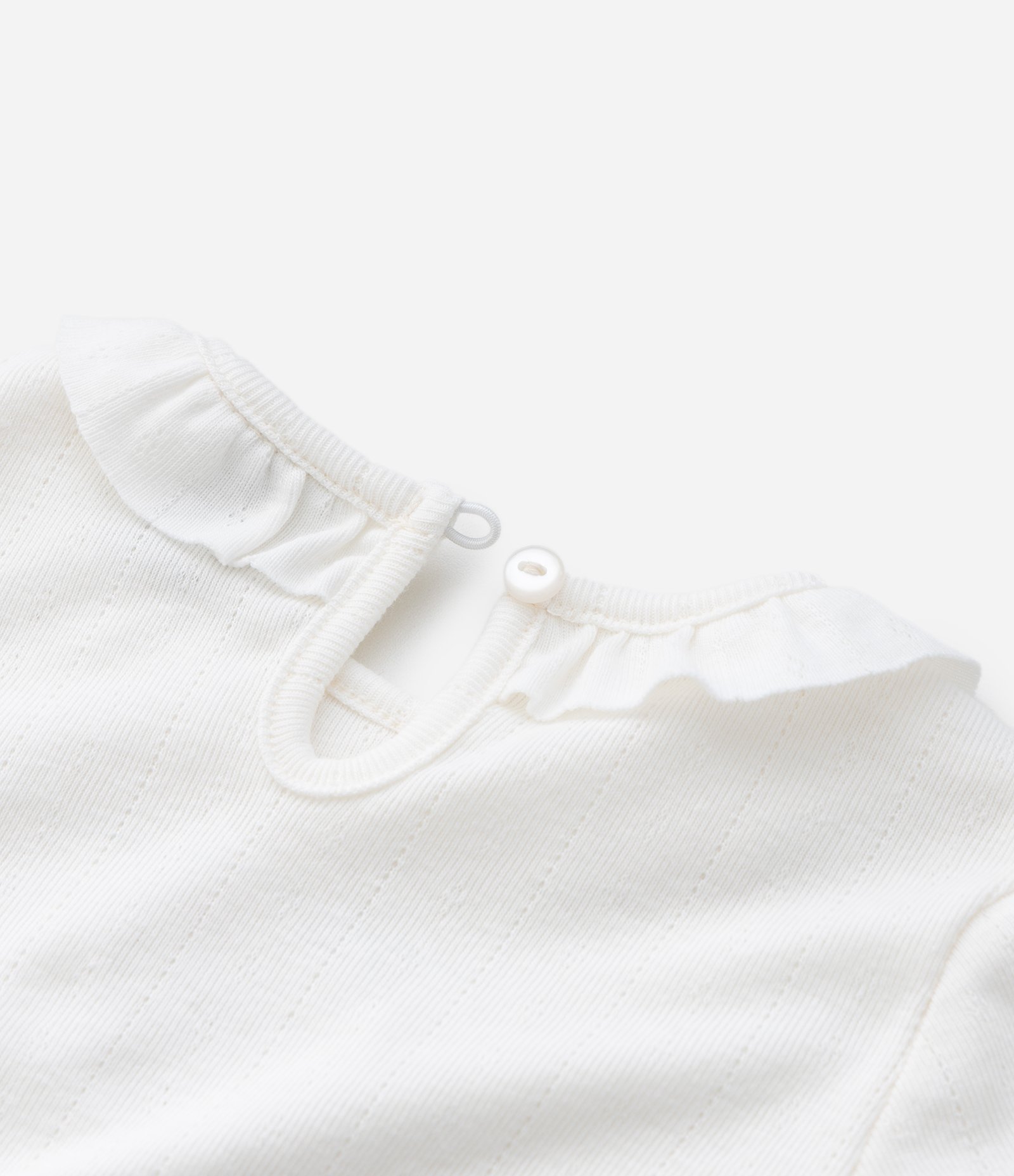 Camiseta Infantil em Pointelle com Estampa de Poodle – Tam 0 a 18 Meses Off White 5