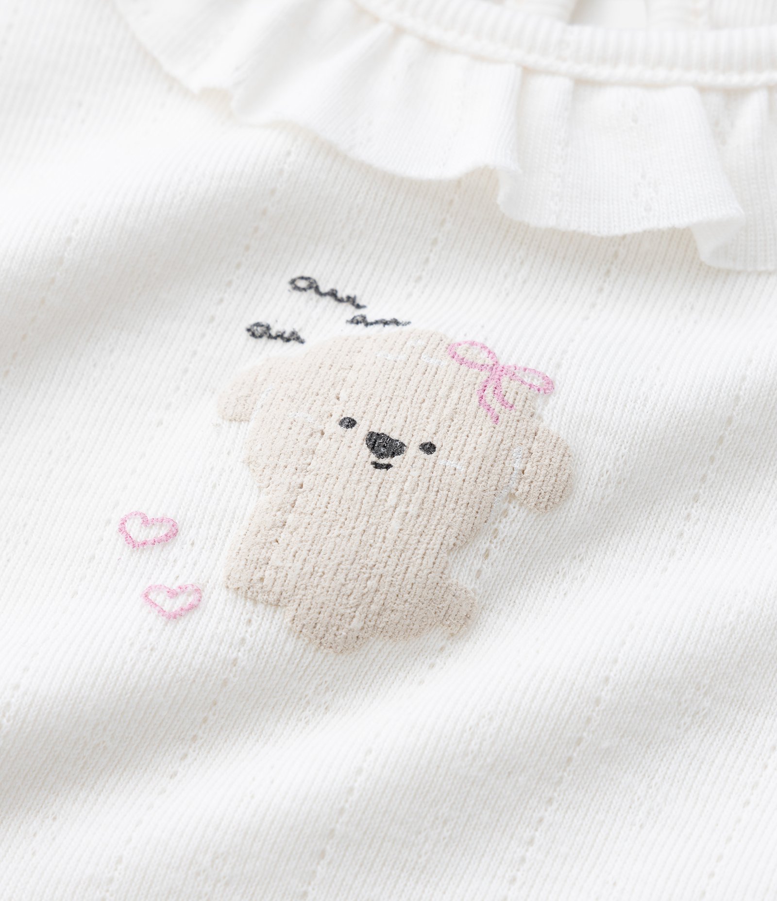 Camiseta Infantil em Pointelle com Estampa de Poodle – Tam 0 a 18 Meses Off White 7