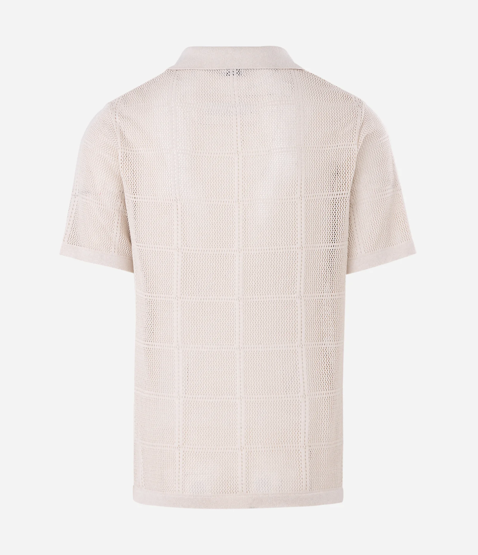 Camisa Regular com Efeito Crochê e Textura Quadriculada Off White 2