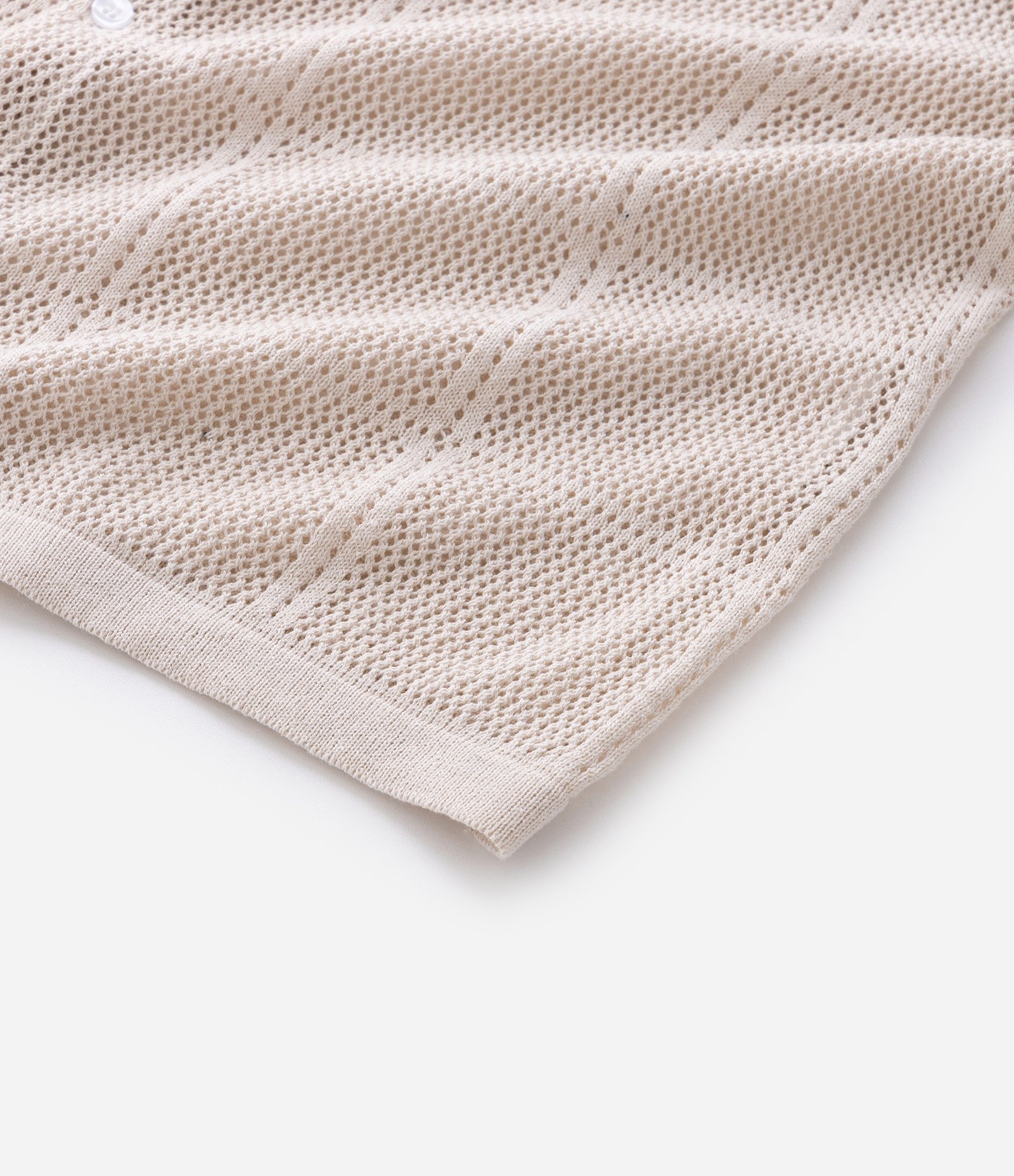 Camisa Regular com Efeito Crochê e Textura Quadriculada Off White 4