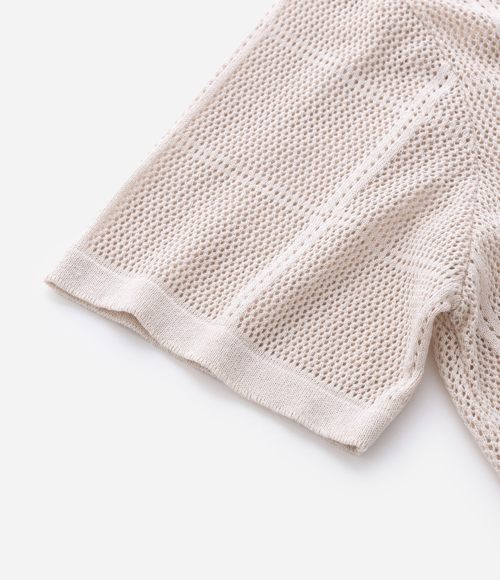 Camisa Regular com Efeito Crochê e Textura Quadriculada Off White 5