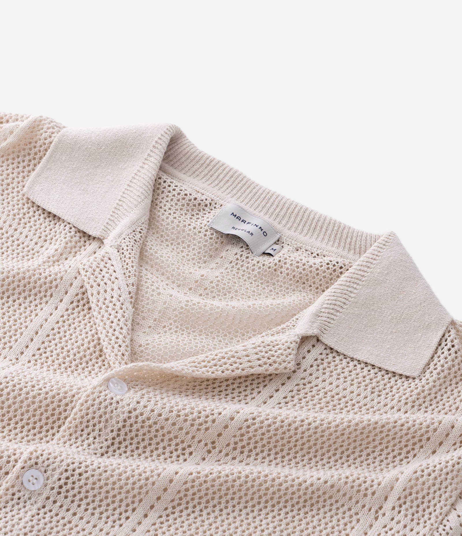 Camisa Regular com Efeito Crochê e Textura Quadriculada Off White 6