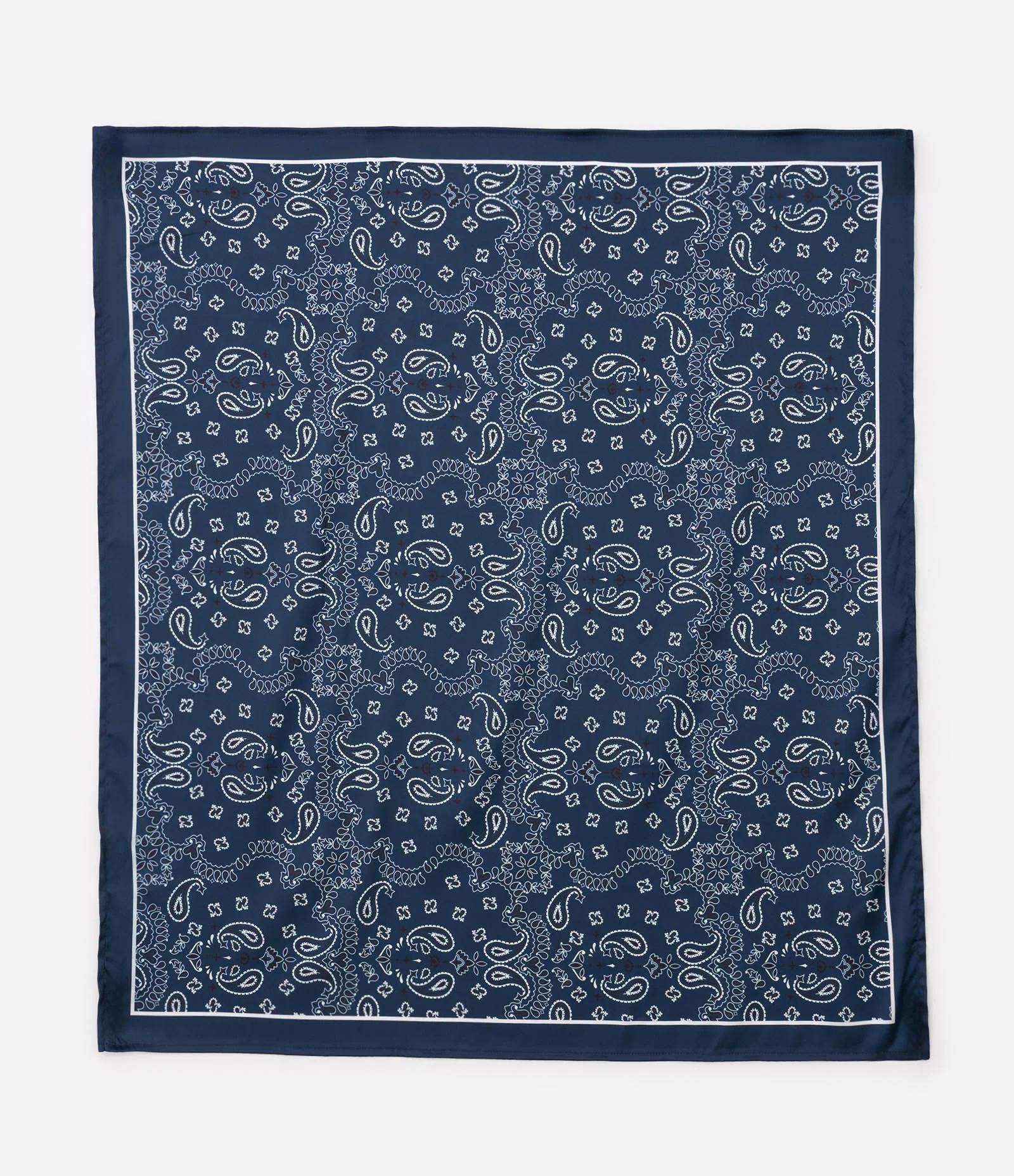 Lenço Acetinado com Estampa Paisley Azul 1