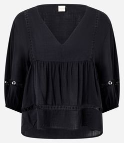 Blusa Texturizada em Viscose com Recorte Franzido