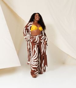 Calça Pantalona em Viscose Estampada Curve & Plus Size