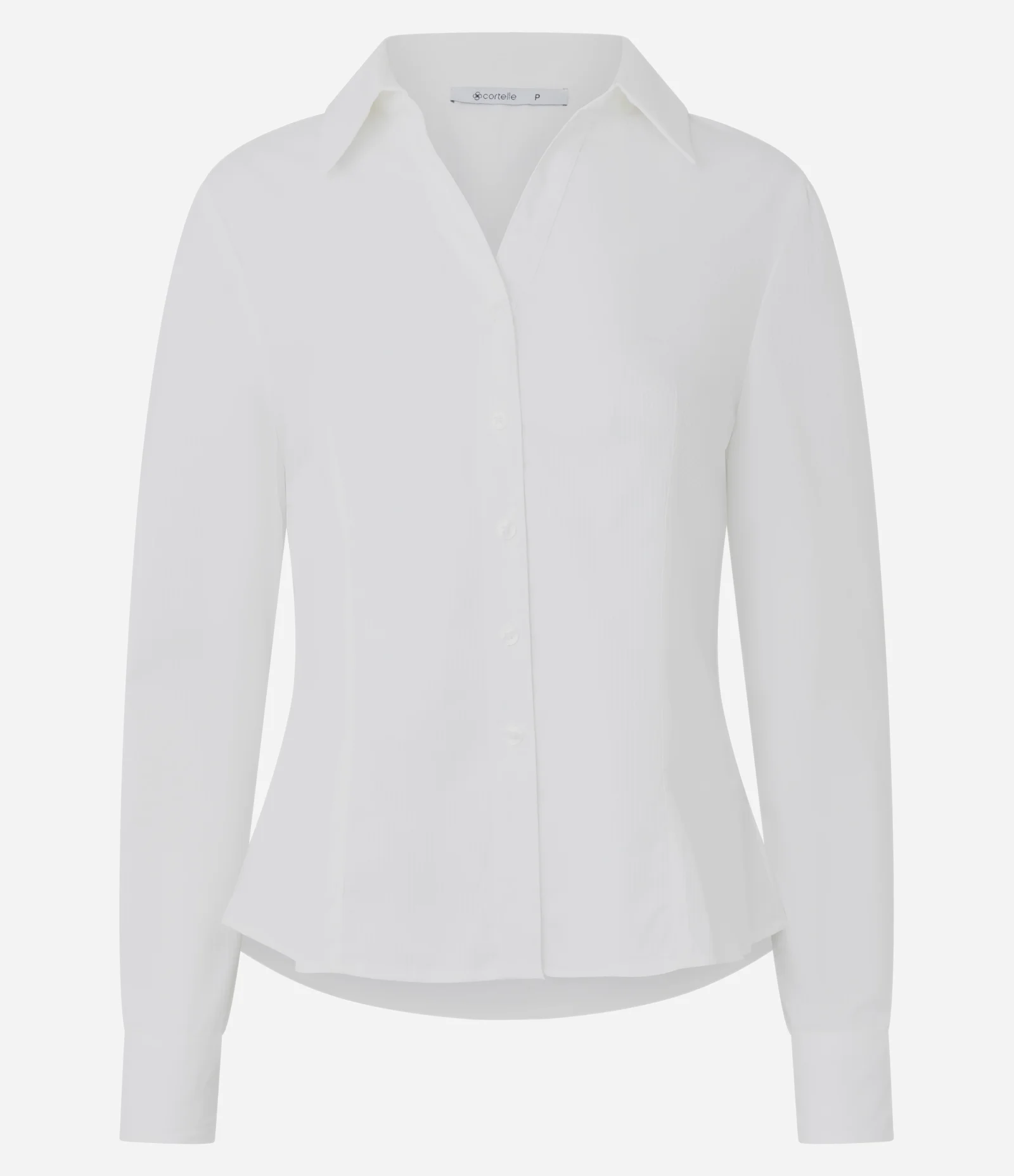 Camisa em Tricoline Estruturada com Barra Arredondada Branco 1