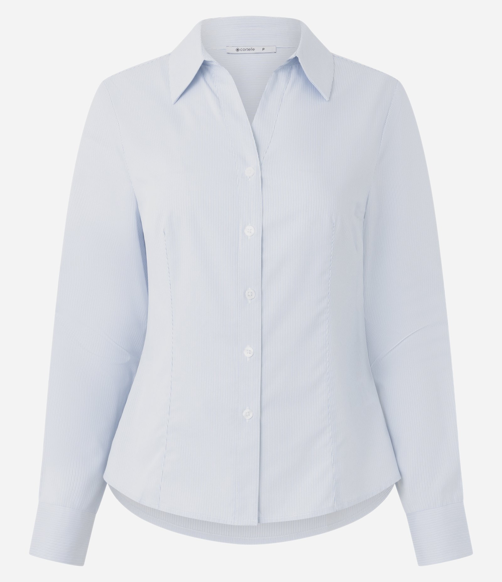 Camisa em Tricoline Listrada com Tecido de Bambu Azul 5