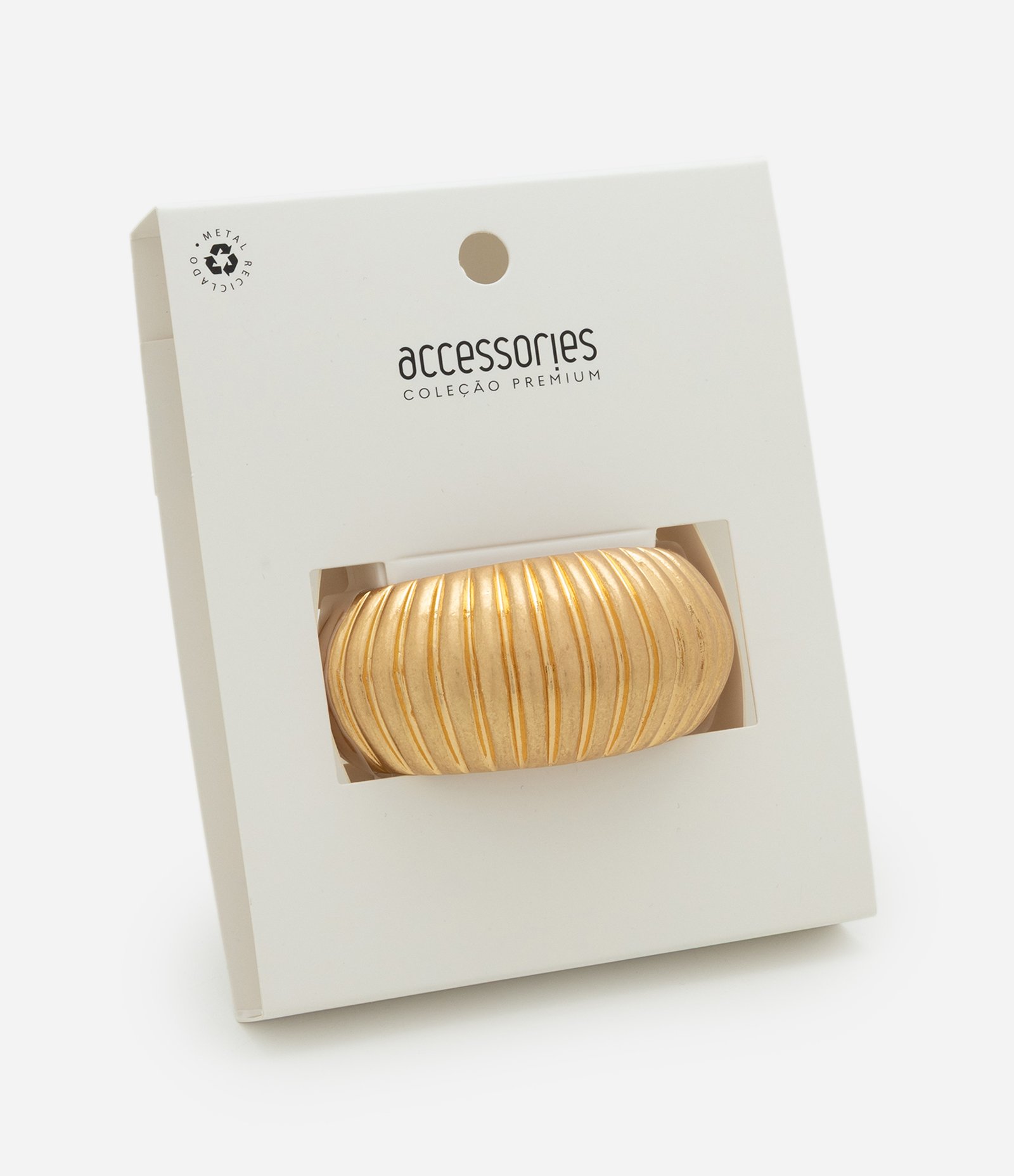 Bracelete em Metal com Efeito Plissado Dourado 3