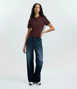 Blusa Polo em Algodão Peruano com Manga Curta