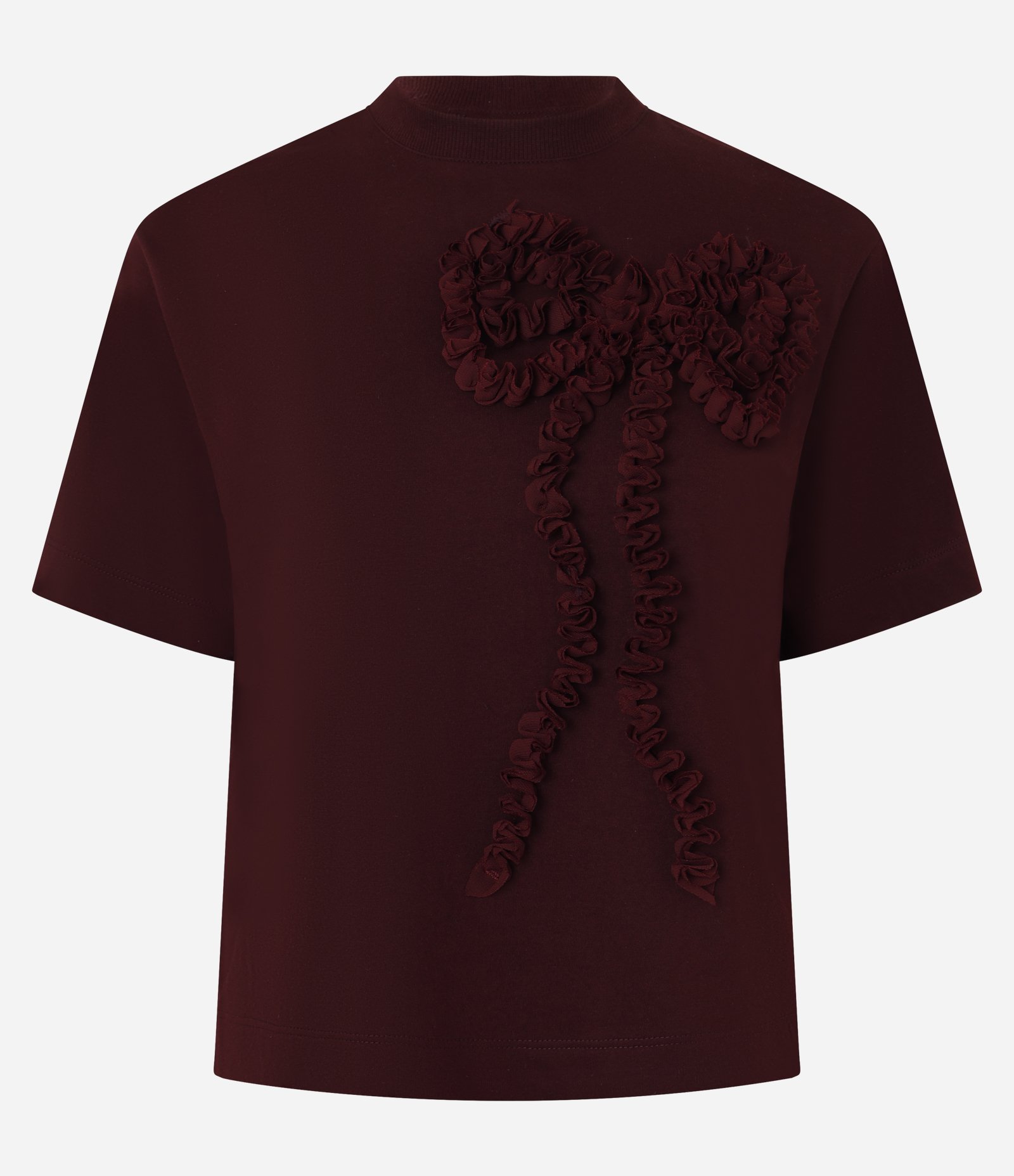 Camiseta Manga Curta Com Laço Frontal Figurativo Bordô 4