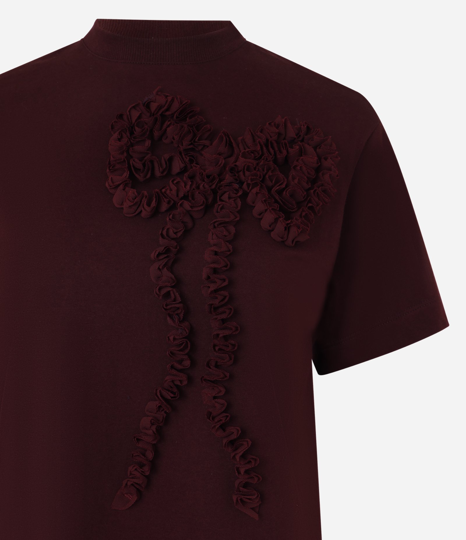 Camiseta Manga Curta Com Laço Frontal Figurativo Bordô 5