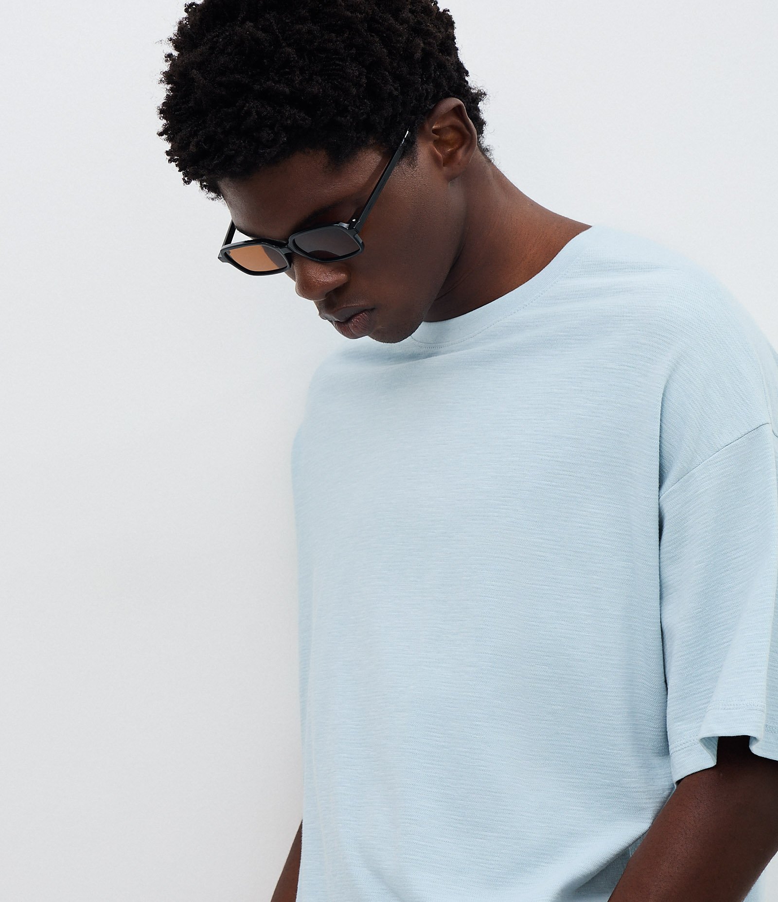 Camiseta Oversized Manga Curta Texturizada Flamê Azul 1