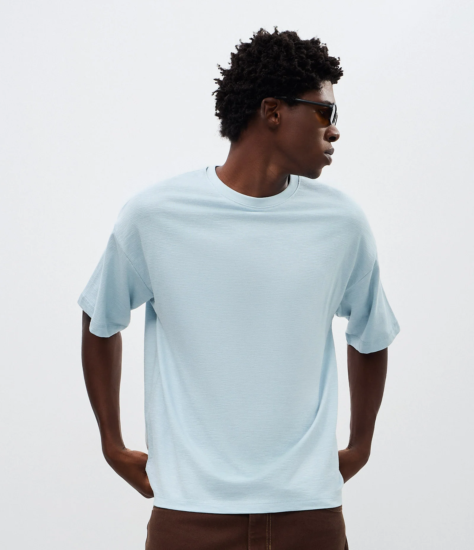 Camiseta Oversized Manga Curta Texturizada Flamê Azul 2