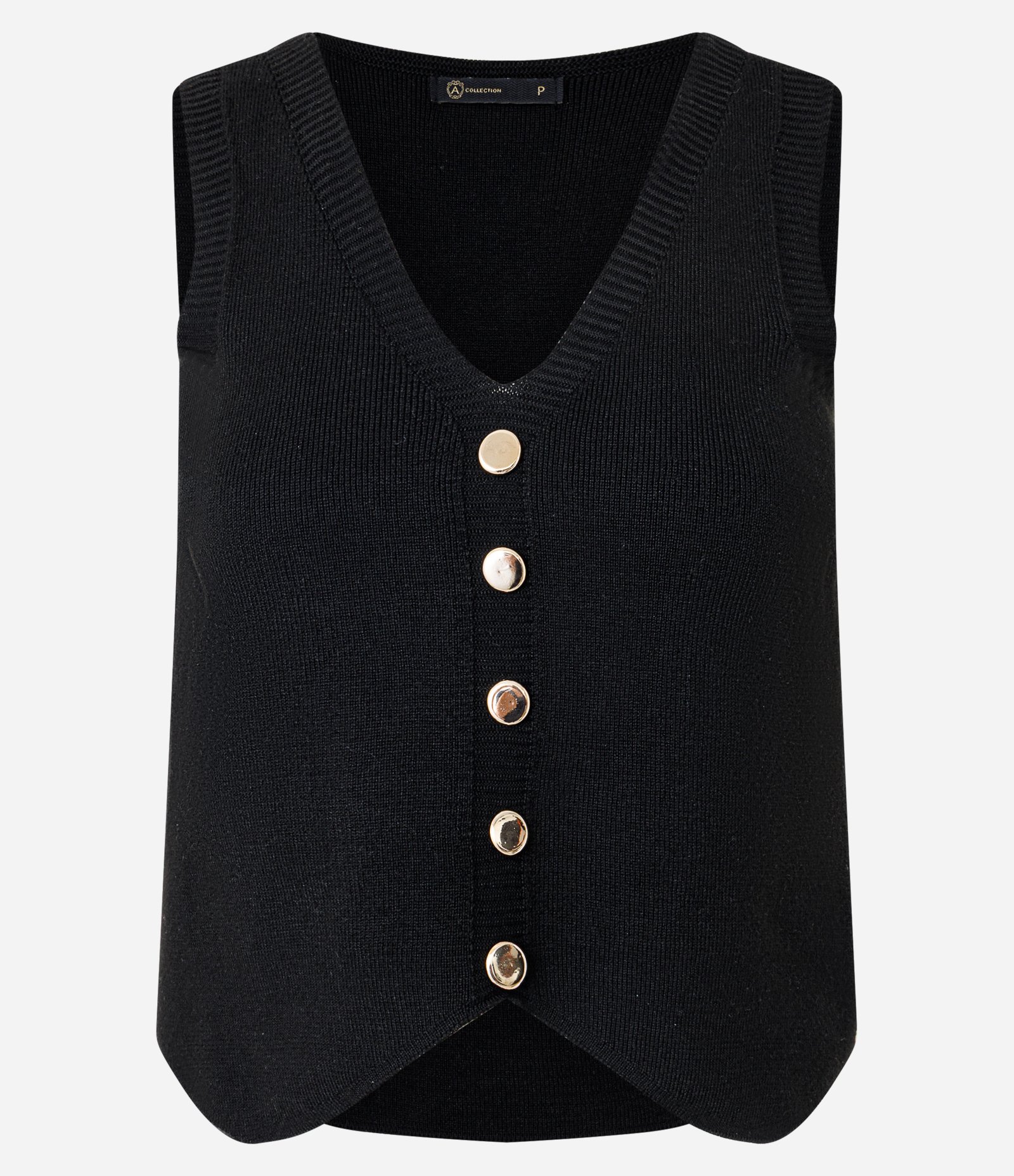 Colete em Tricô com Fechamento por Botões Preto 5