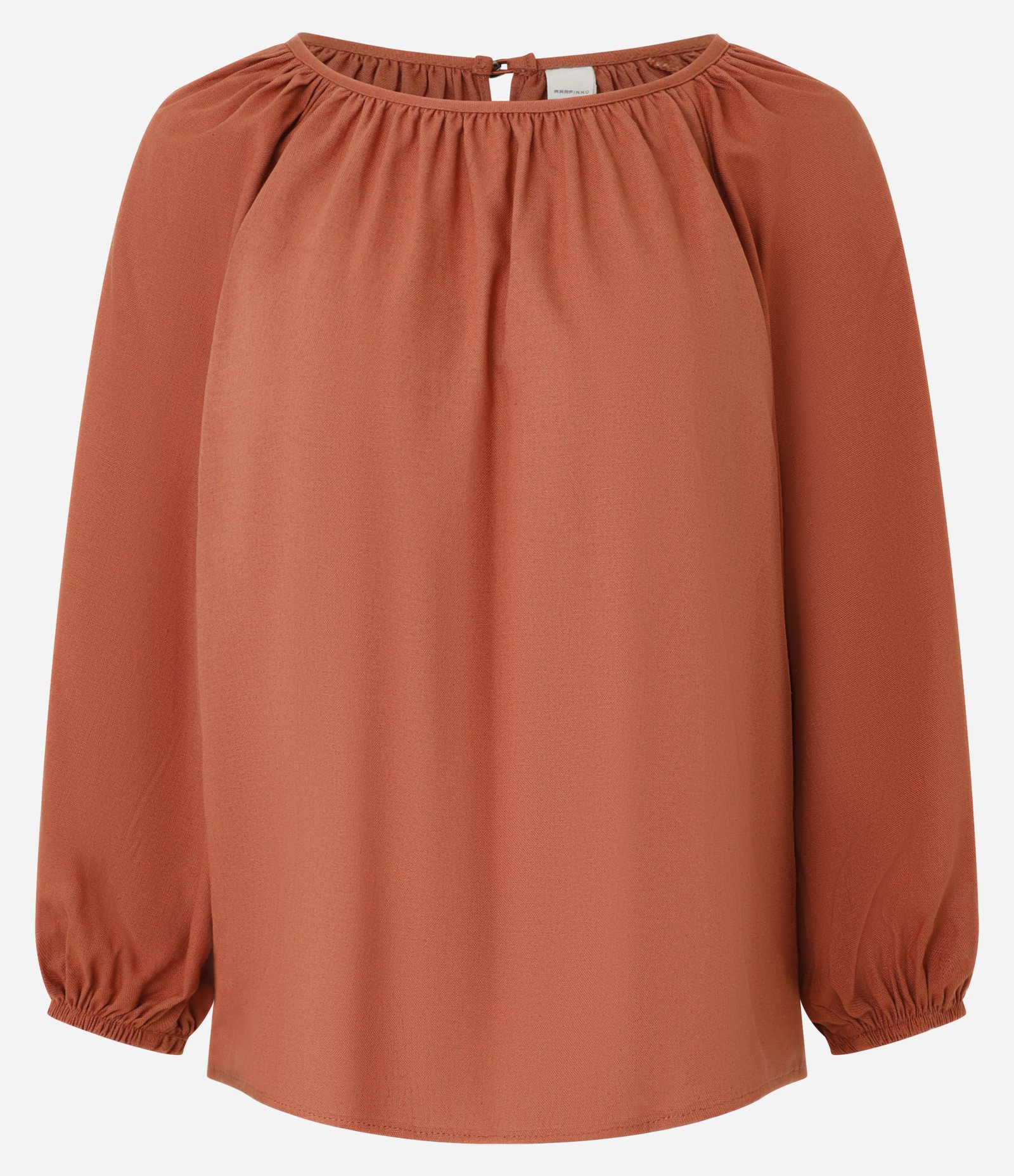 Blusa em Viscolinho com Botões nas Manga Bufante Marrom 7