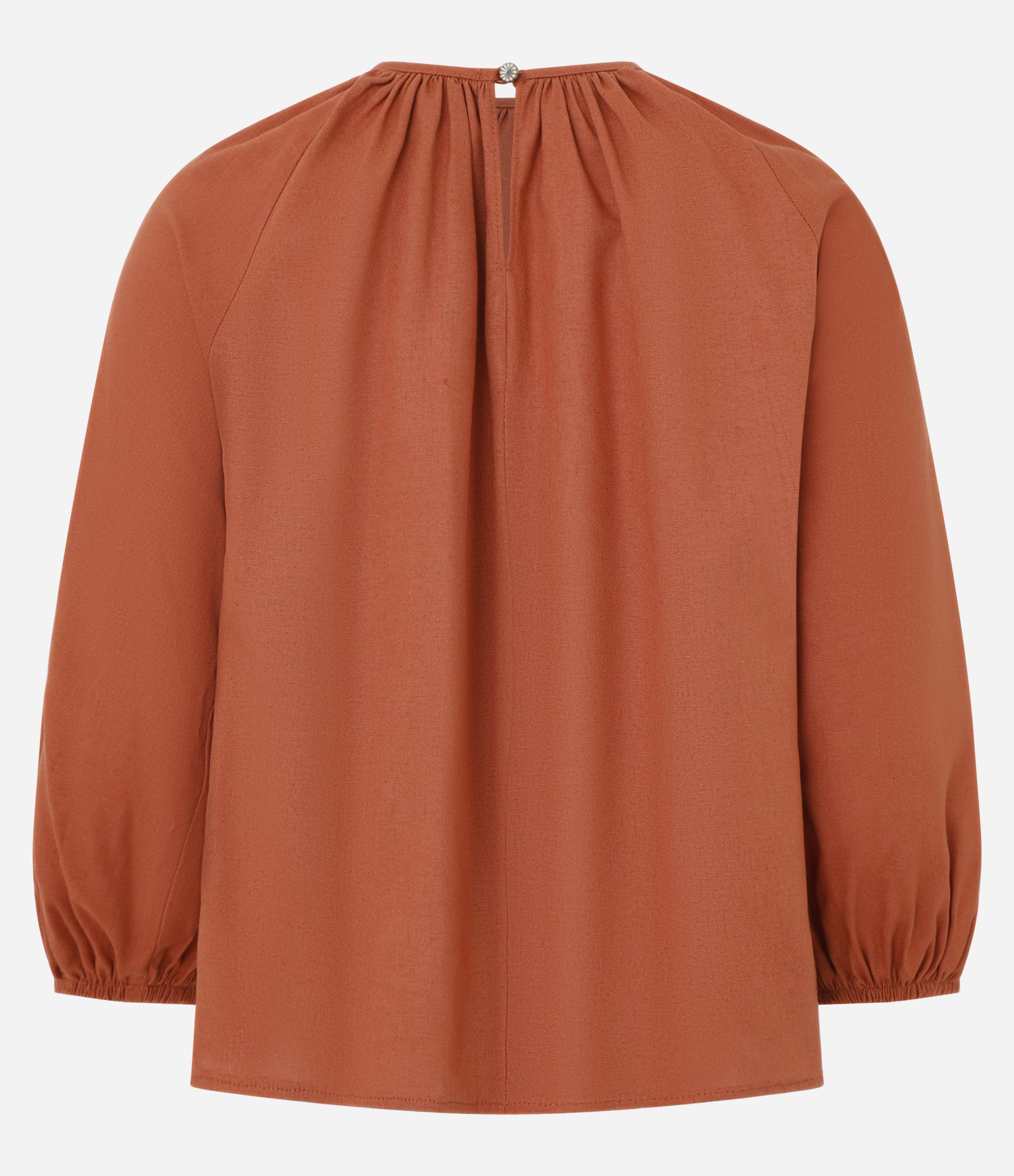 Blusa em Viscolinho com Botões nas Manga Bufante Marrom 9