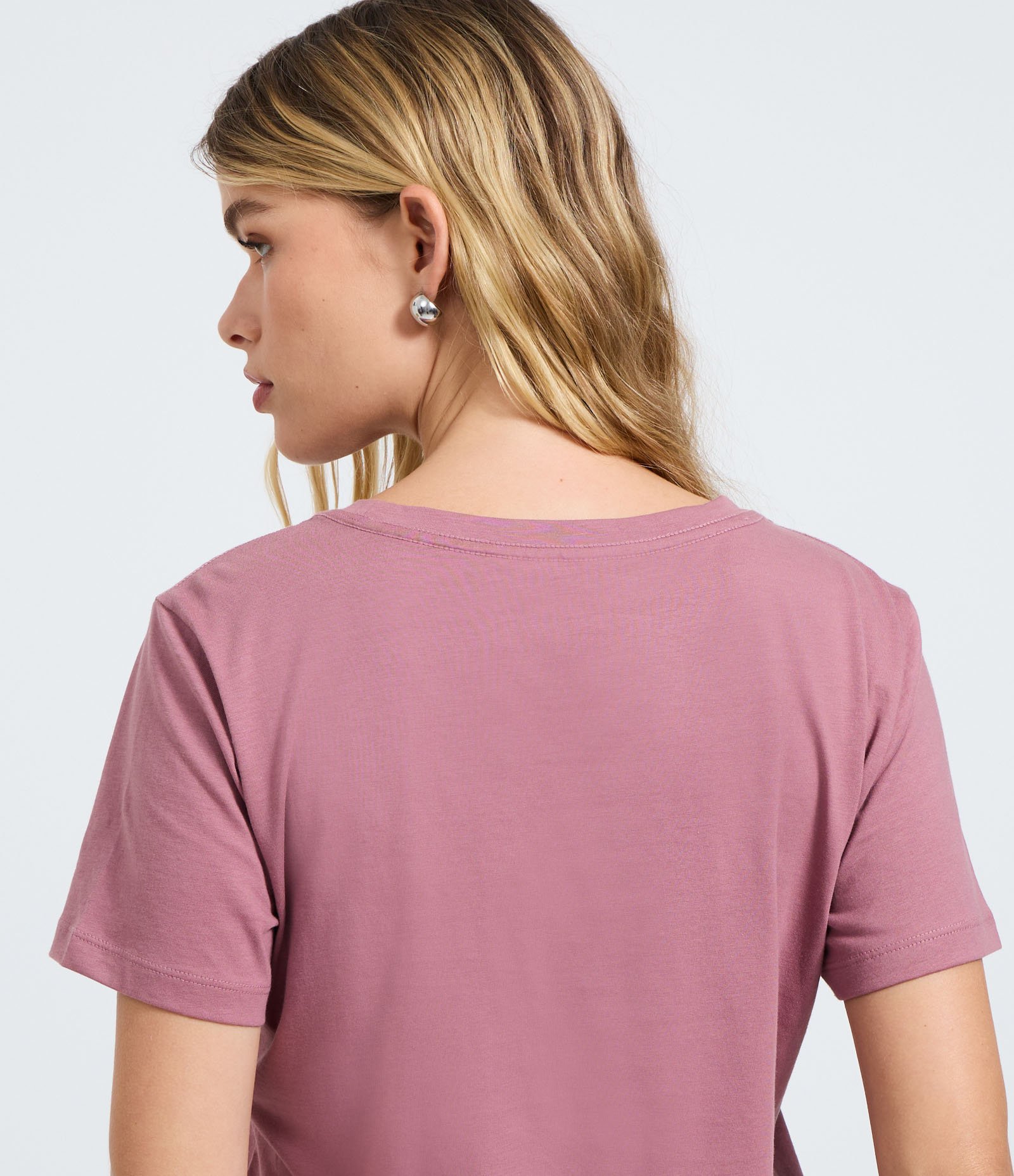 Camiseta Básica em Algodão com Manga Curta Rosa 4
