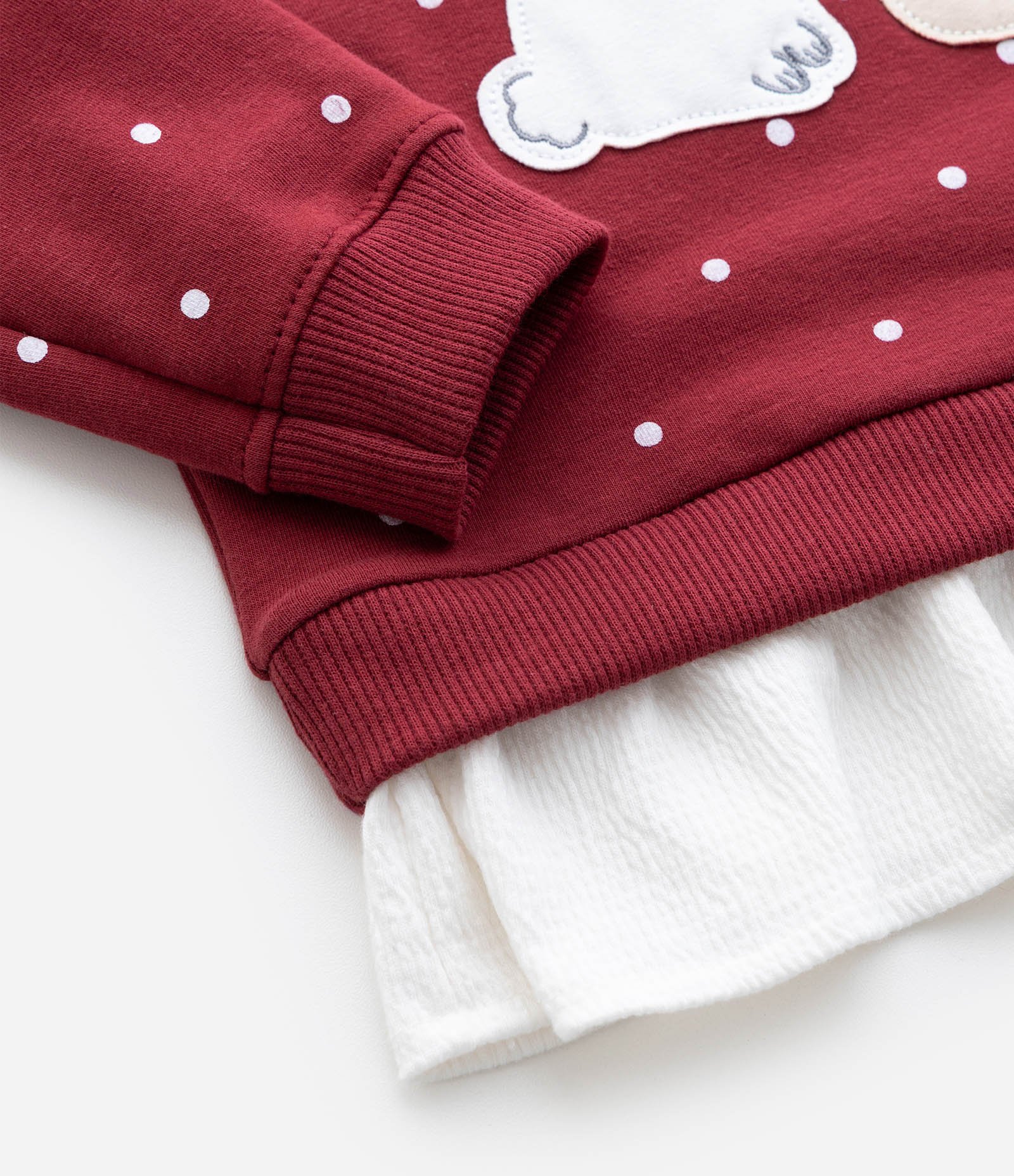 Conjunto Infantil com Coelhinhos Aplicados e Calça Poá – Tam 0 a 18 Meses Vermelho 10
