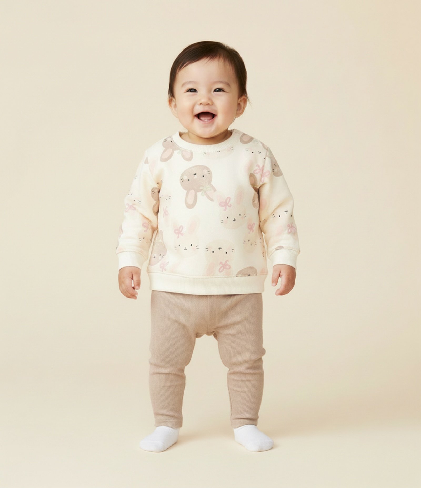 Conjunto Infantil em Moletinho com Estampa de Coelho - Tam 0 A 18 Meses Rosa 1