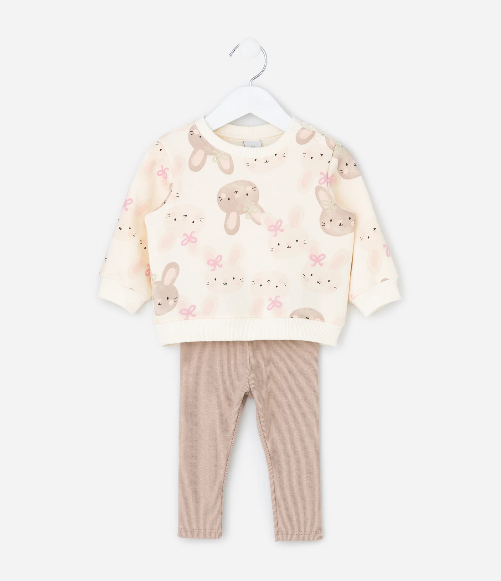 Conjunto Infantil em Moletinho com Estampa de Coelho - Tam 0 A 18 Meses Rosa 1