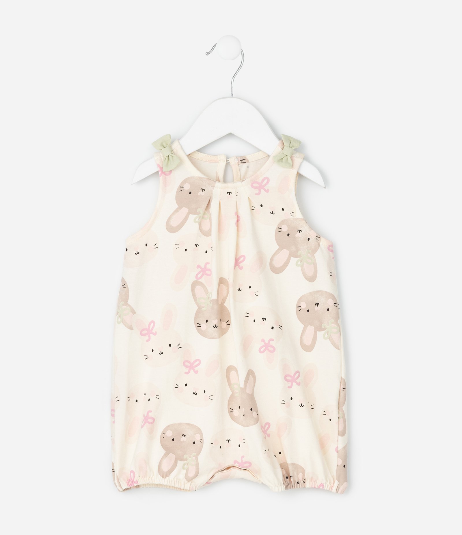 Macaquinho Infantil em Cotton Estampa Coelhinho - Tam 0 a 18 meses Bege 1