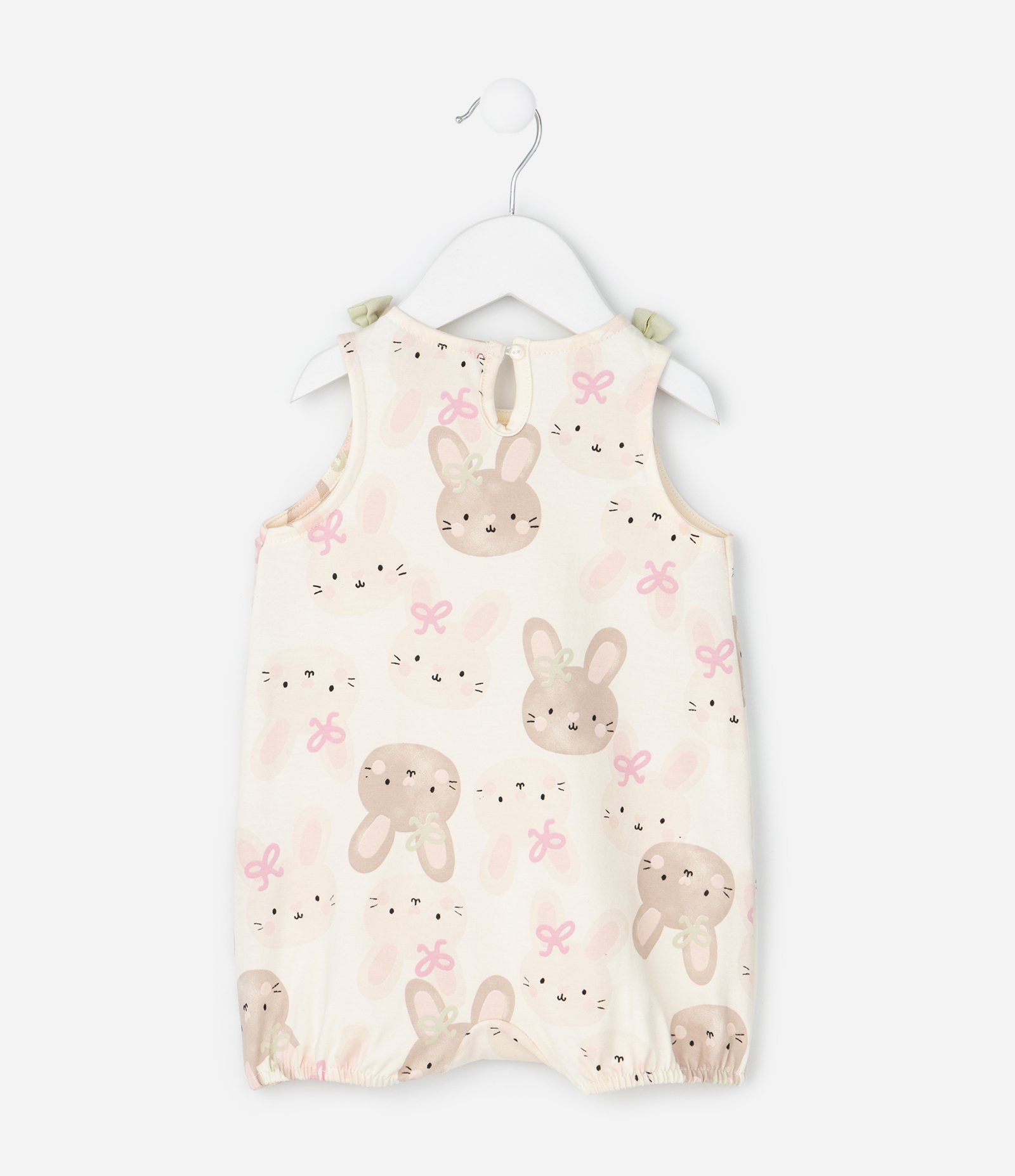 Macaquinho Infantil em Cotton Estampa Coelhinho - Tam 0 a 18 meses Bege 2