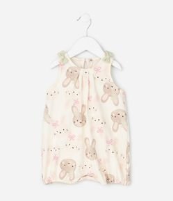 Macaquinho Infantil em Cotton Estampa Coelhinho - Tam 0 a 18 meses